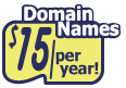 $15 Domain Purchase - Period.  No Extra Fees!